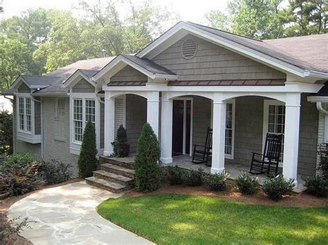 metal roofed porch on ranch style house|ranch style homes exterior.